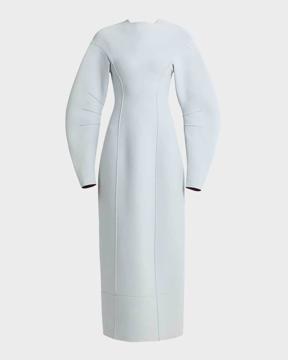 Double-Face Seam Rounded Midi Dress